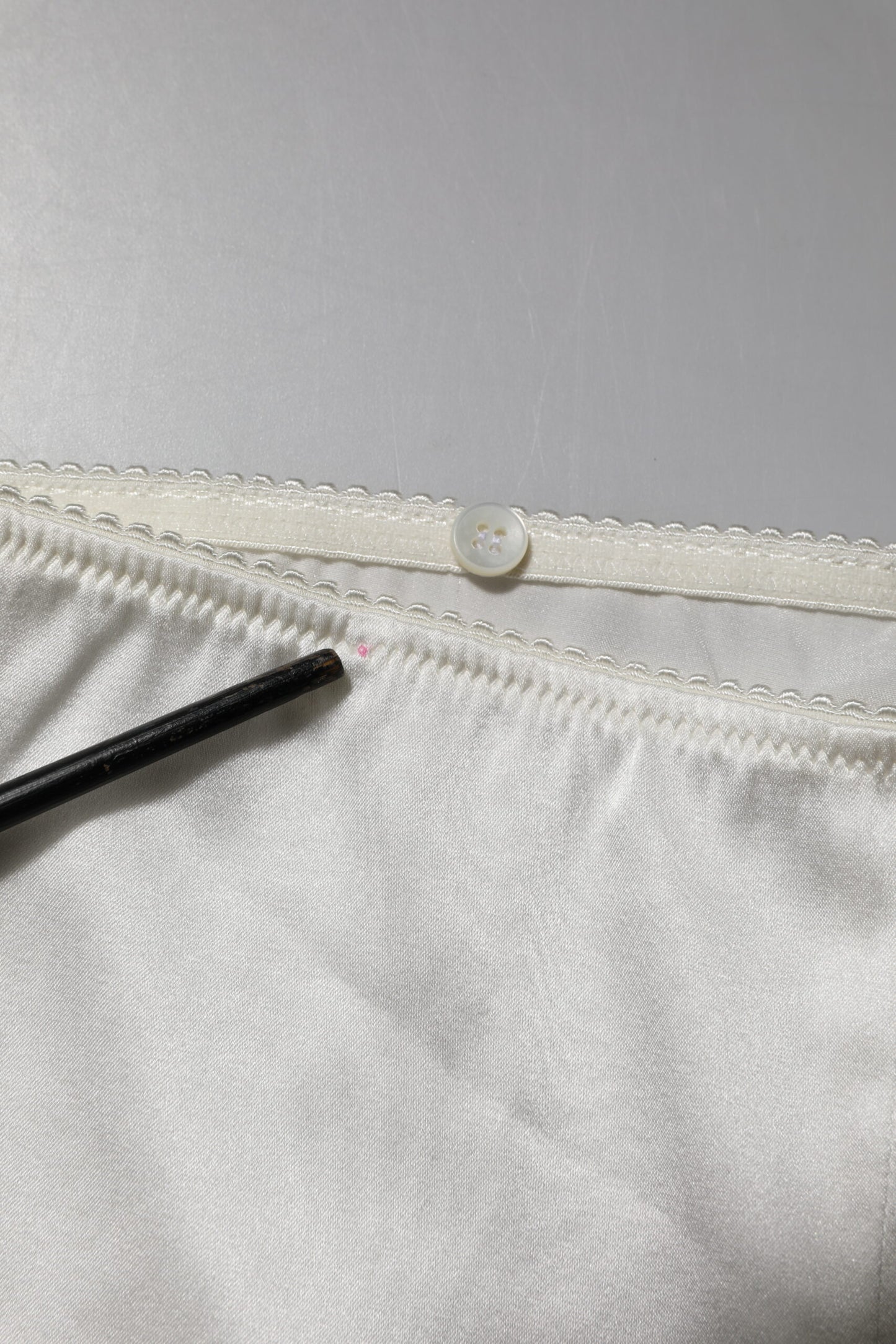 Ivory Silk Tapered High Waist Pants