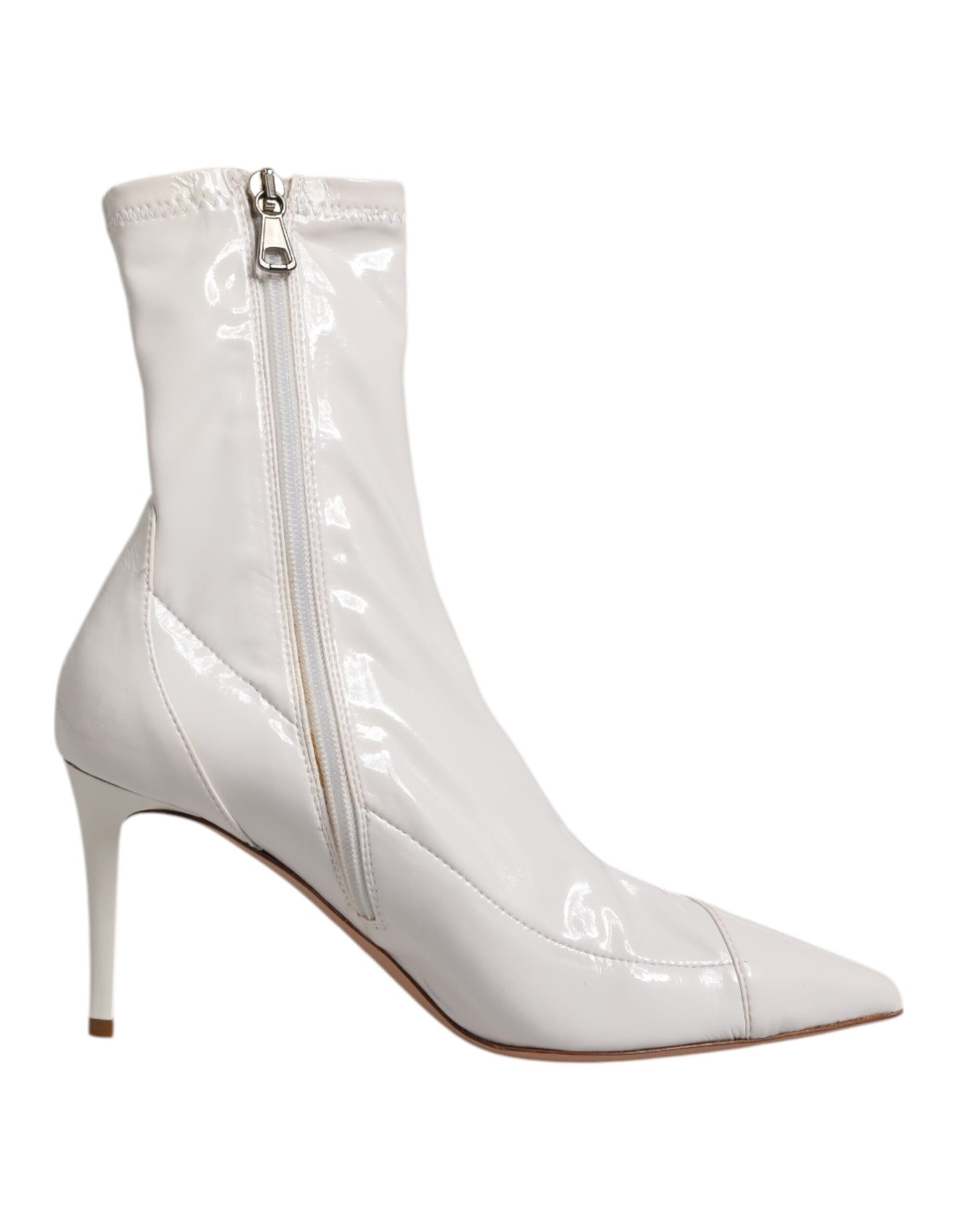 White Stiletto Heels Mid Calf Boots Shoes