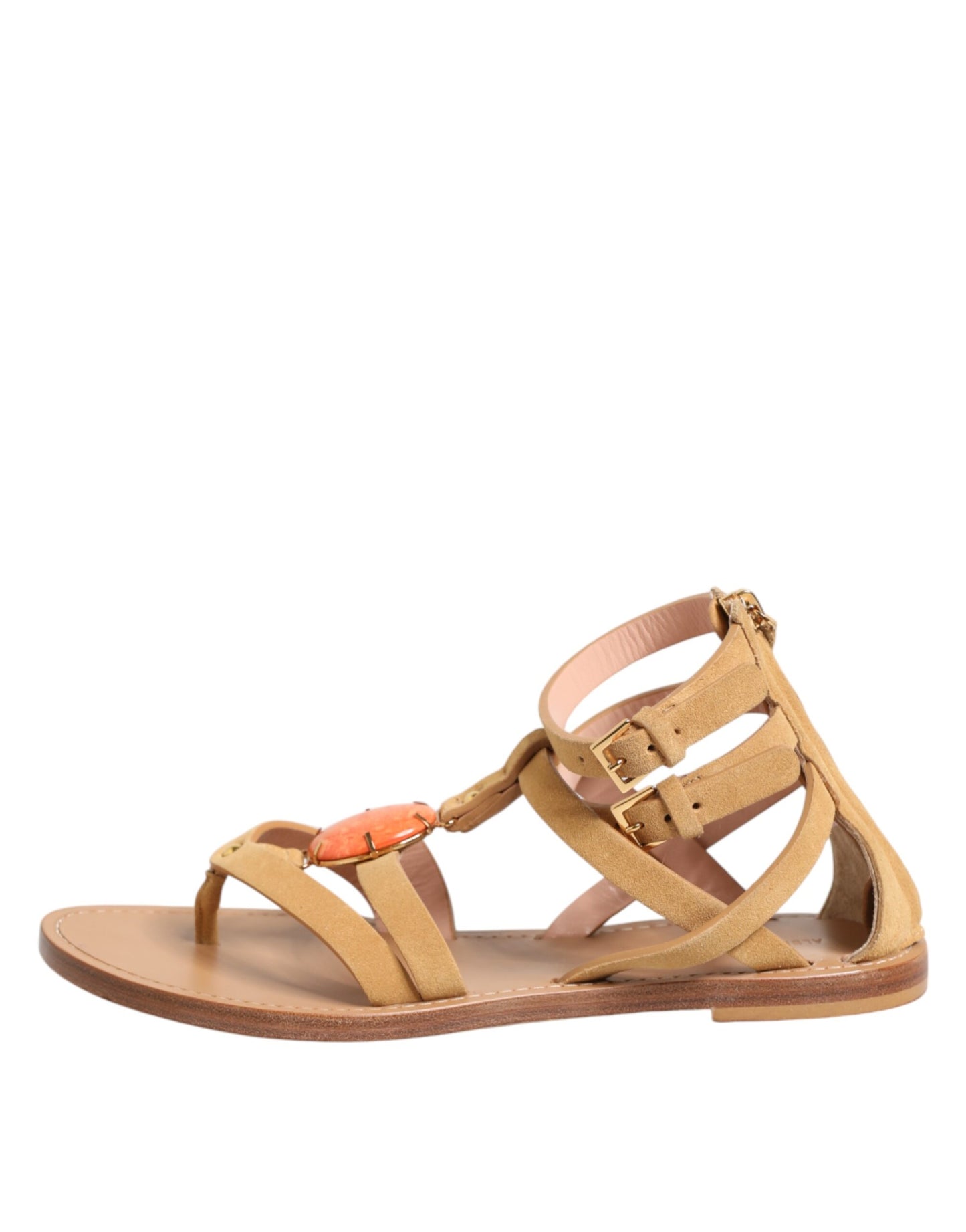 Brown Flip Flops Zipper Ankle Strap Shoes