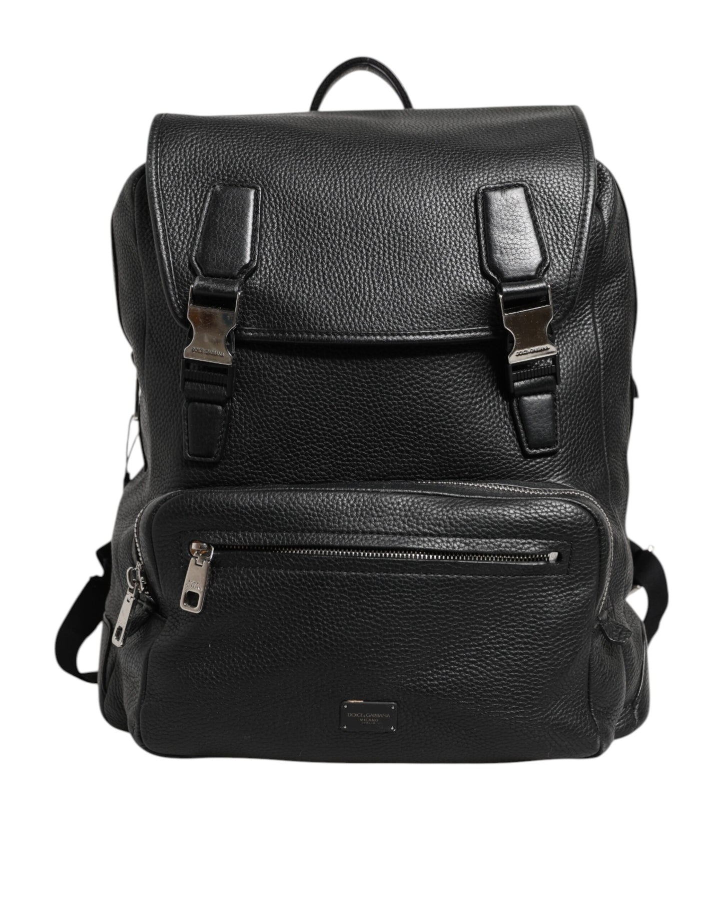 Black Palermo Backpack Hammered Calfskin Leather Bag