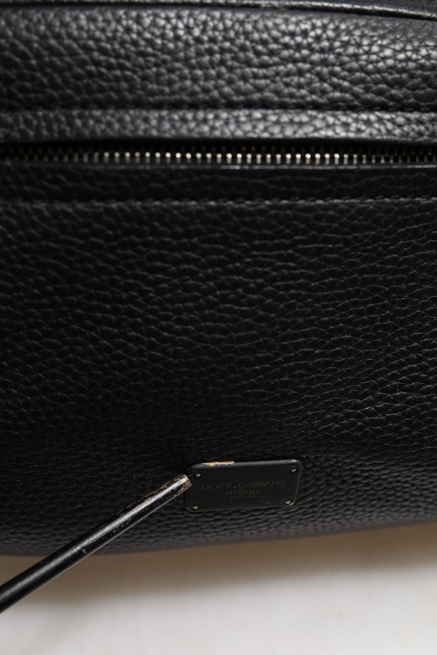 Black Palermo Backpack Hammered Calfskin Leather Bag