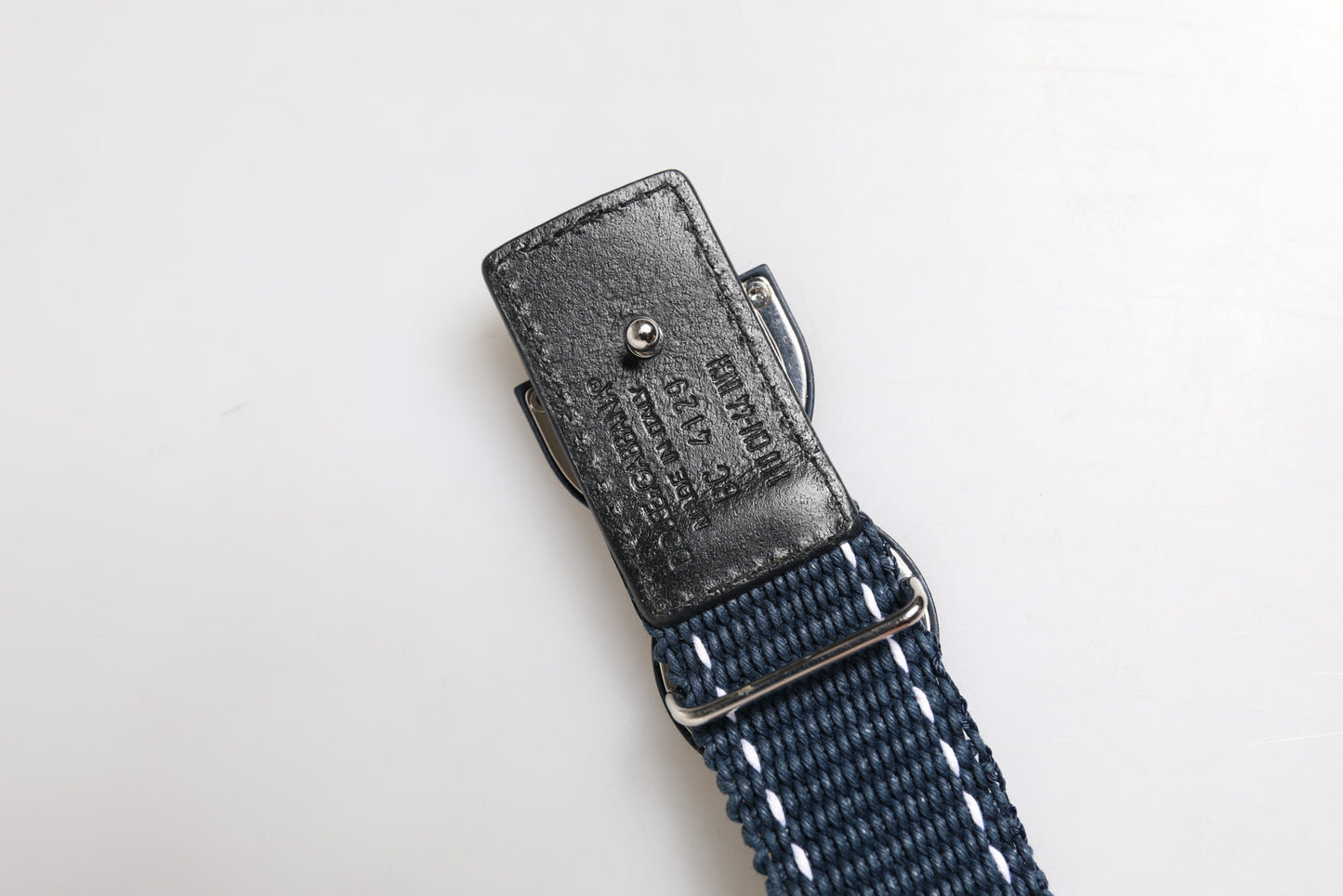 Blue White Cotton DG Logo Metal Buckle Belt