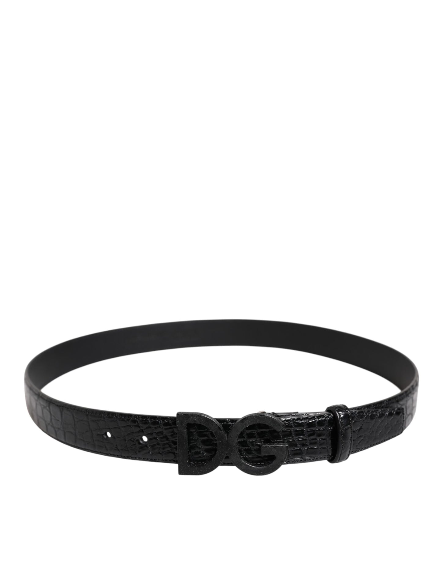 Black Leather Classic Metal DG Buckle Belt
