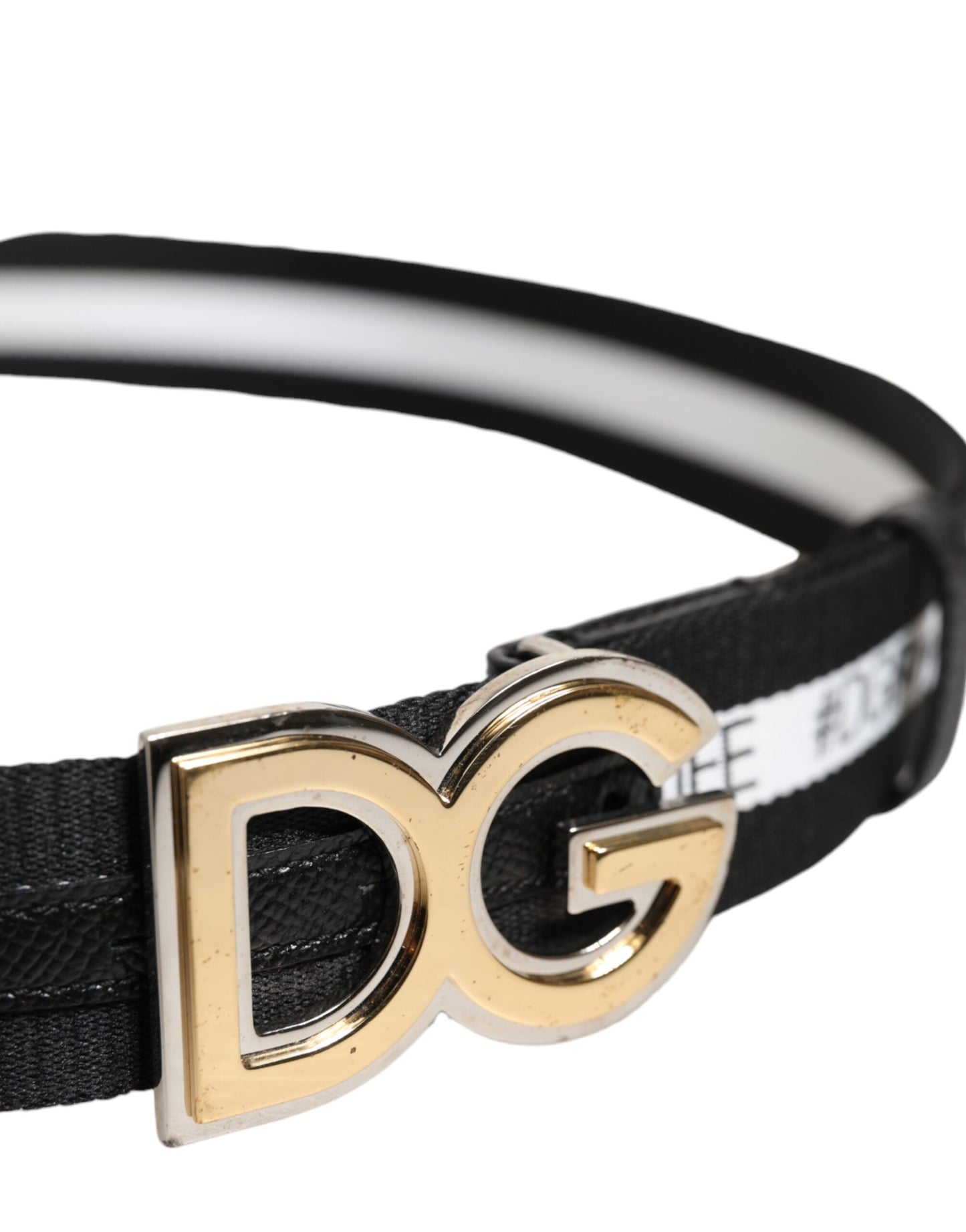 Black Cotton Gold Tone Metal DG Buckle Belt