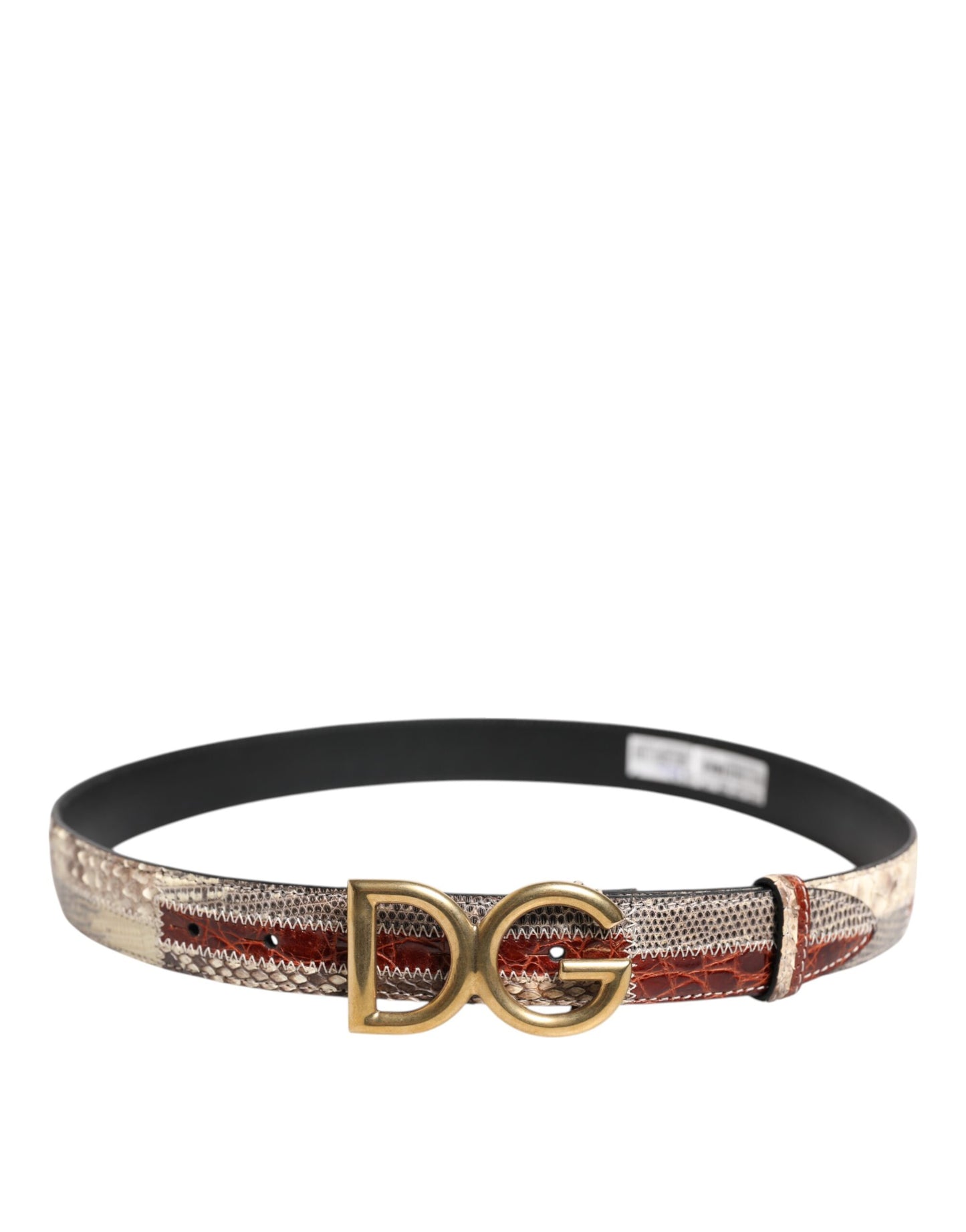 Multicolor Exotic Leather DG Logo Buckle Belt