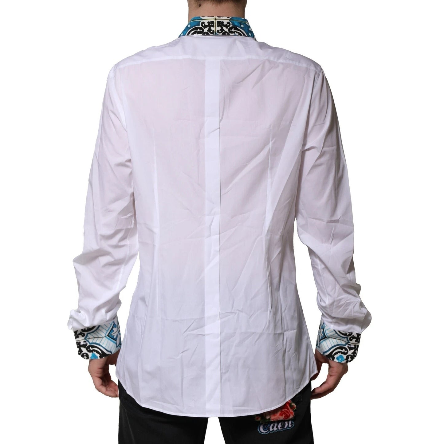 White Majolica Detailing GOLD Dress Shirt