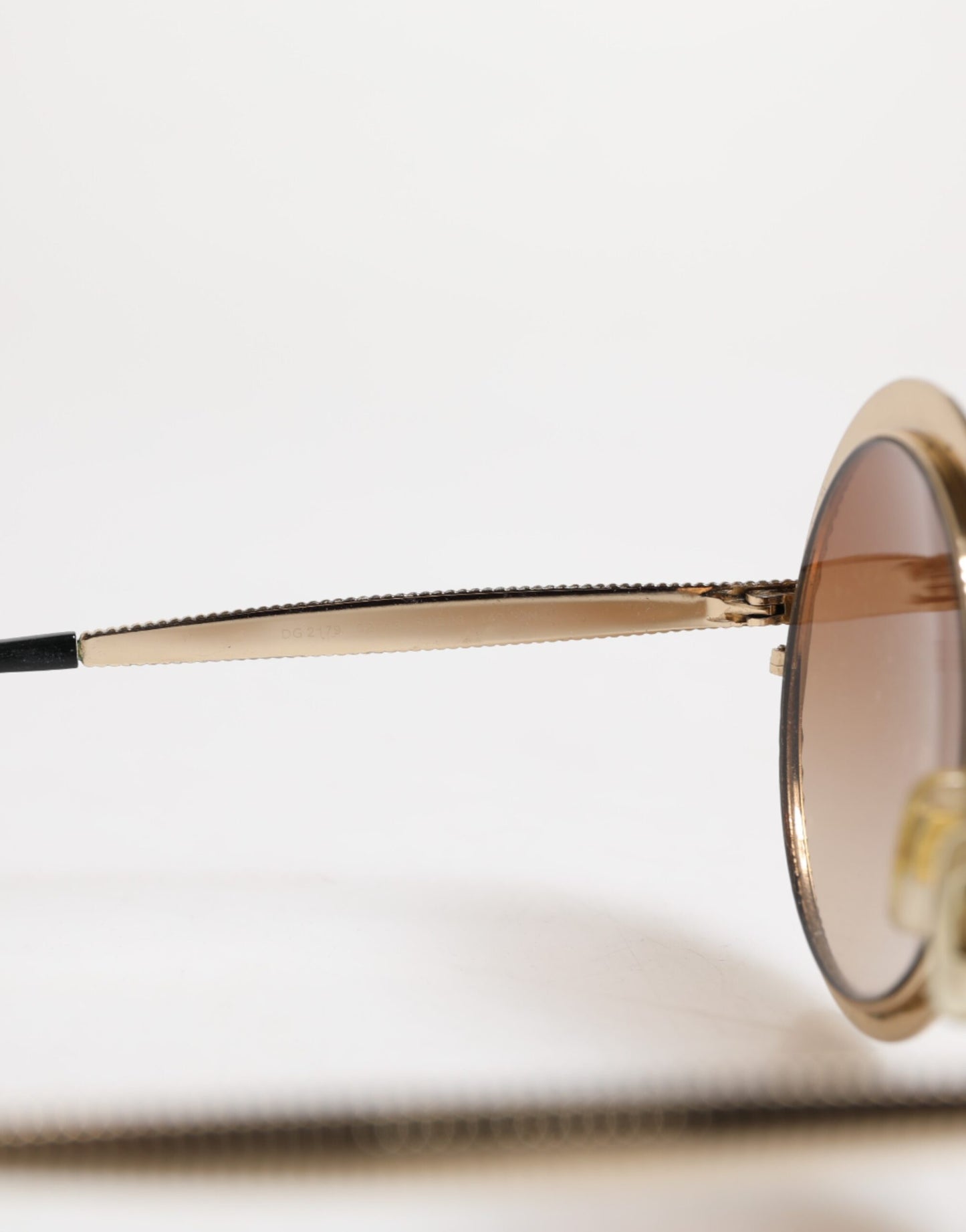 Gold Brown Gradient Round Frame DG2179 Eyewear Sunglasses