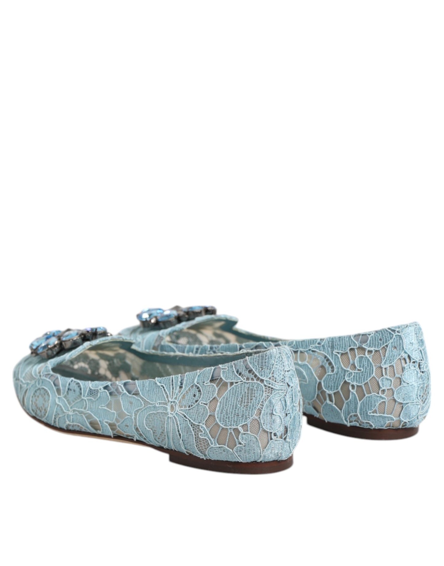 Blue Lace Crystal Ballet Flats Loafers Shoes