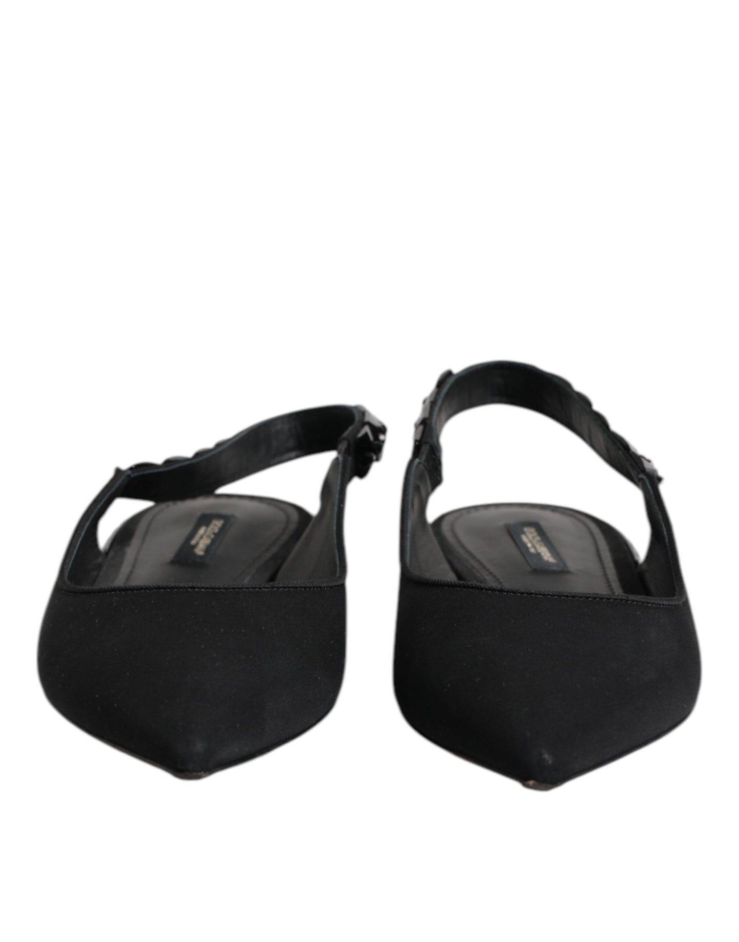 Black Crystal Charmeuse Slingback Shoes