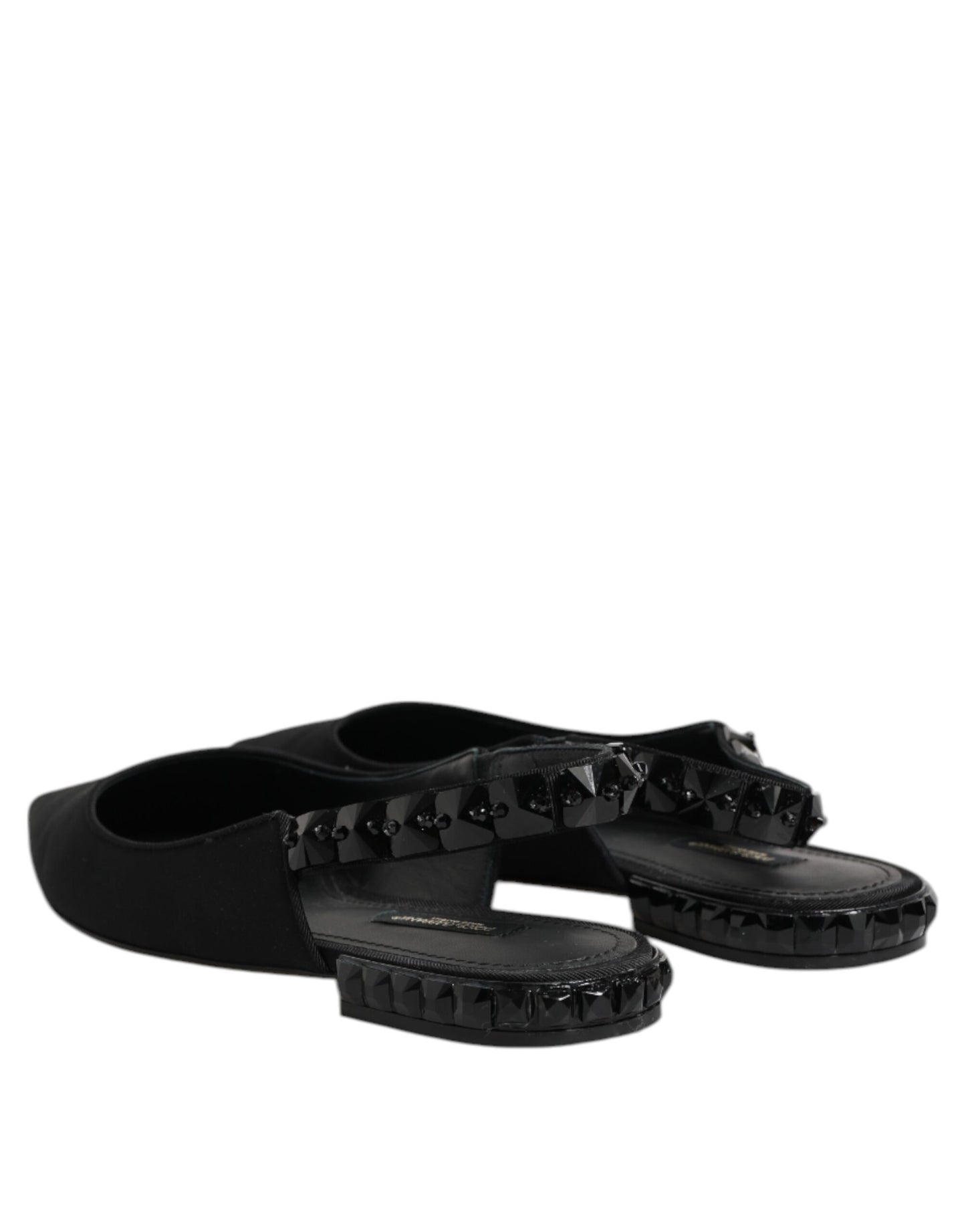 Black Crystal Charmeuse Slingback Shoes