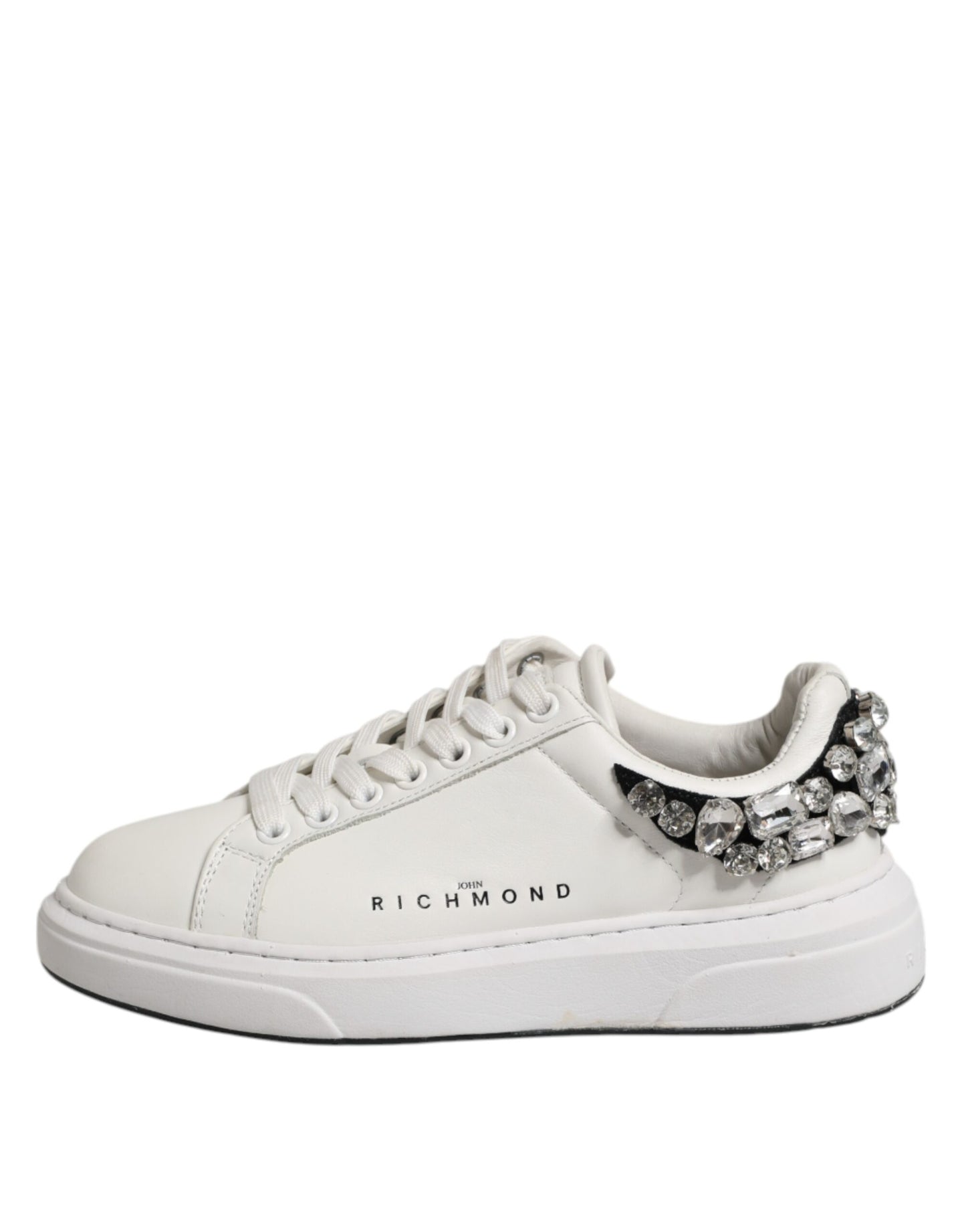 White Rhinestone Embellished Sneakers Shoes