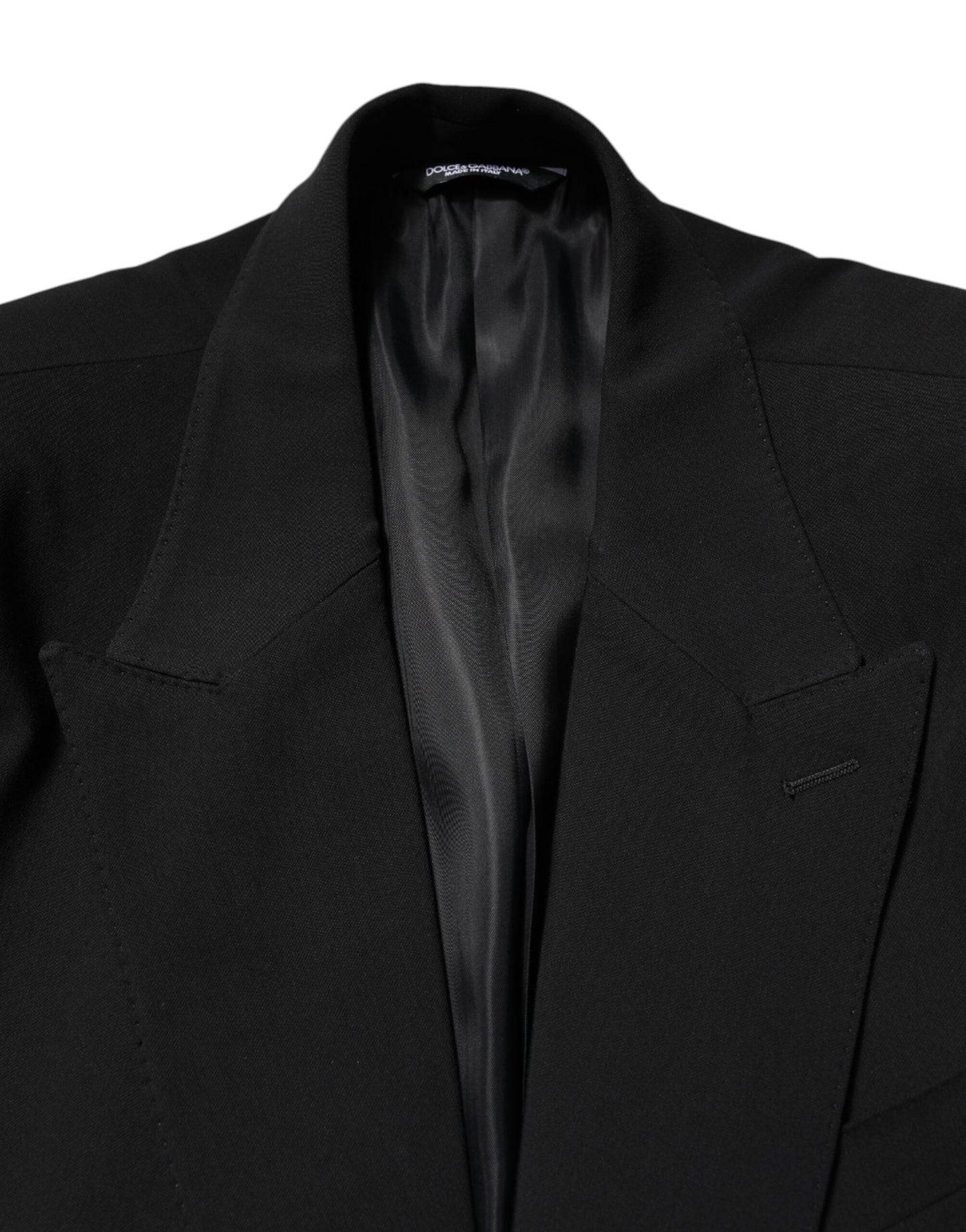 Black Cotton Single Breasted 2 Piece Suit