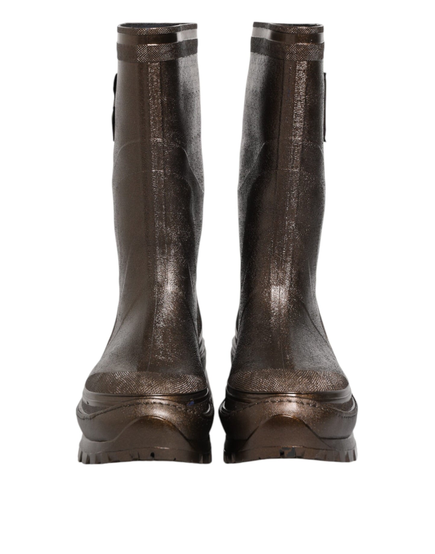 Metallic Brown Pull On Rain Boots Shoes