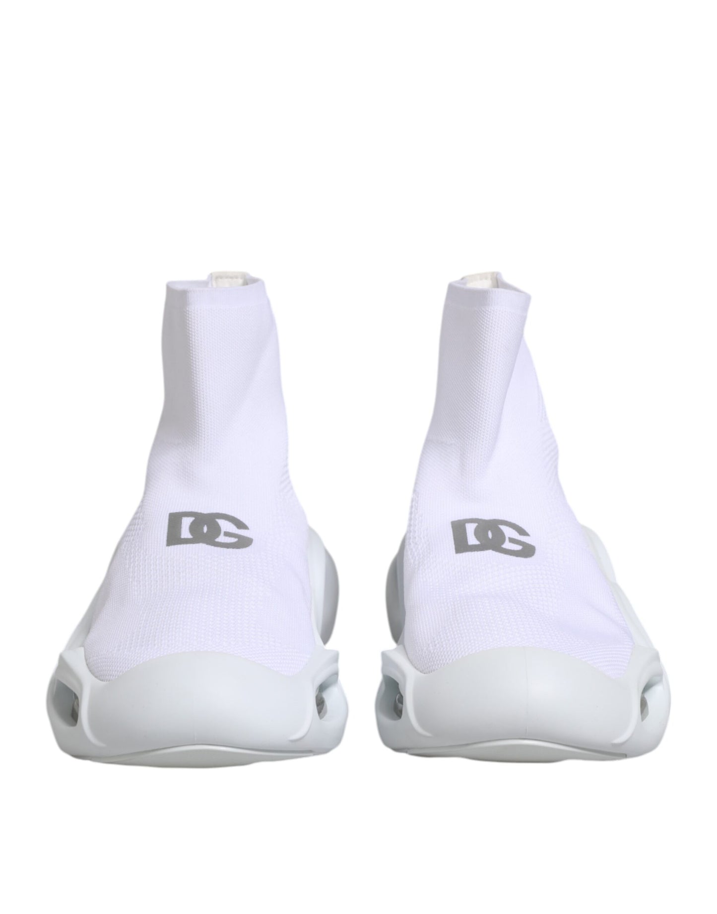 White Silver Slip On Wave Socks Sneakers Shoes