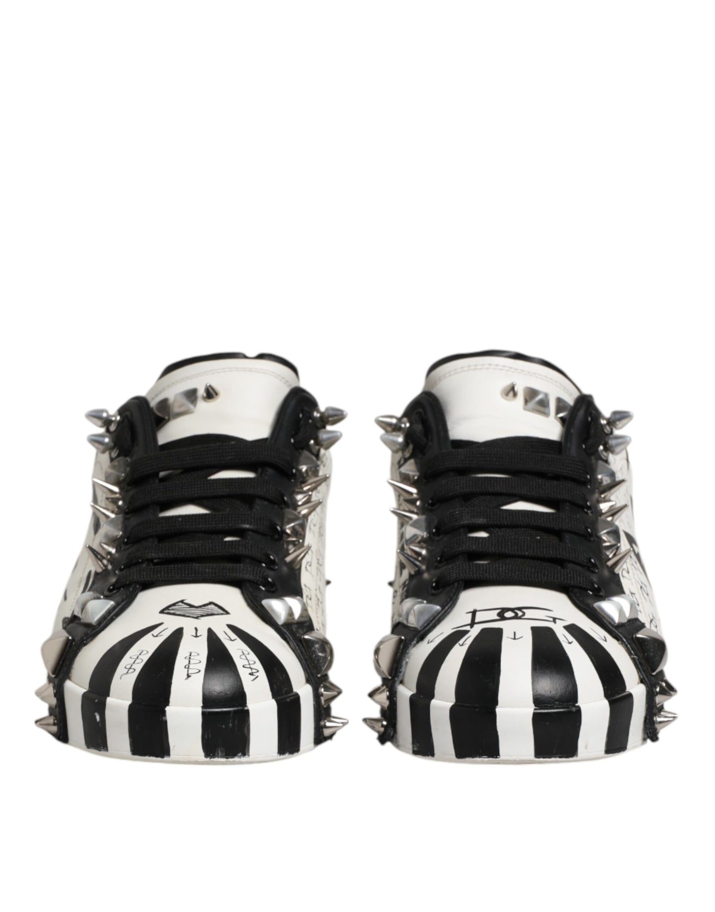 Black White Studded Low Top Sneakers Shoes