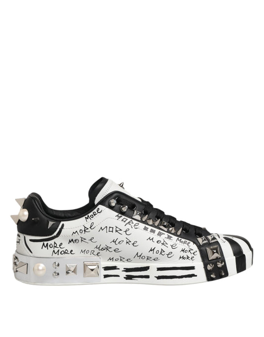 Black White Studded Low Top Sneakers Shoes
