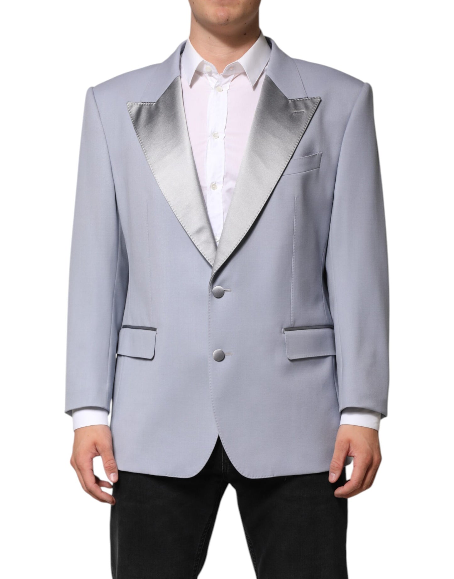 Gray Wool Single Breasted Men Suit Blazer