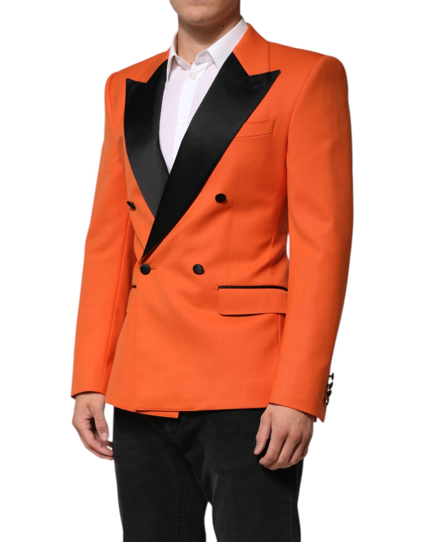 Orange SICILIA Double Breasted Coat Blazer