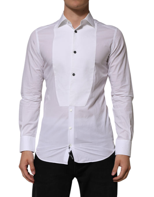 White Bib Cotton Poplin GOLD Men Formal Shirt