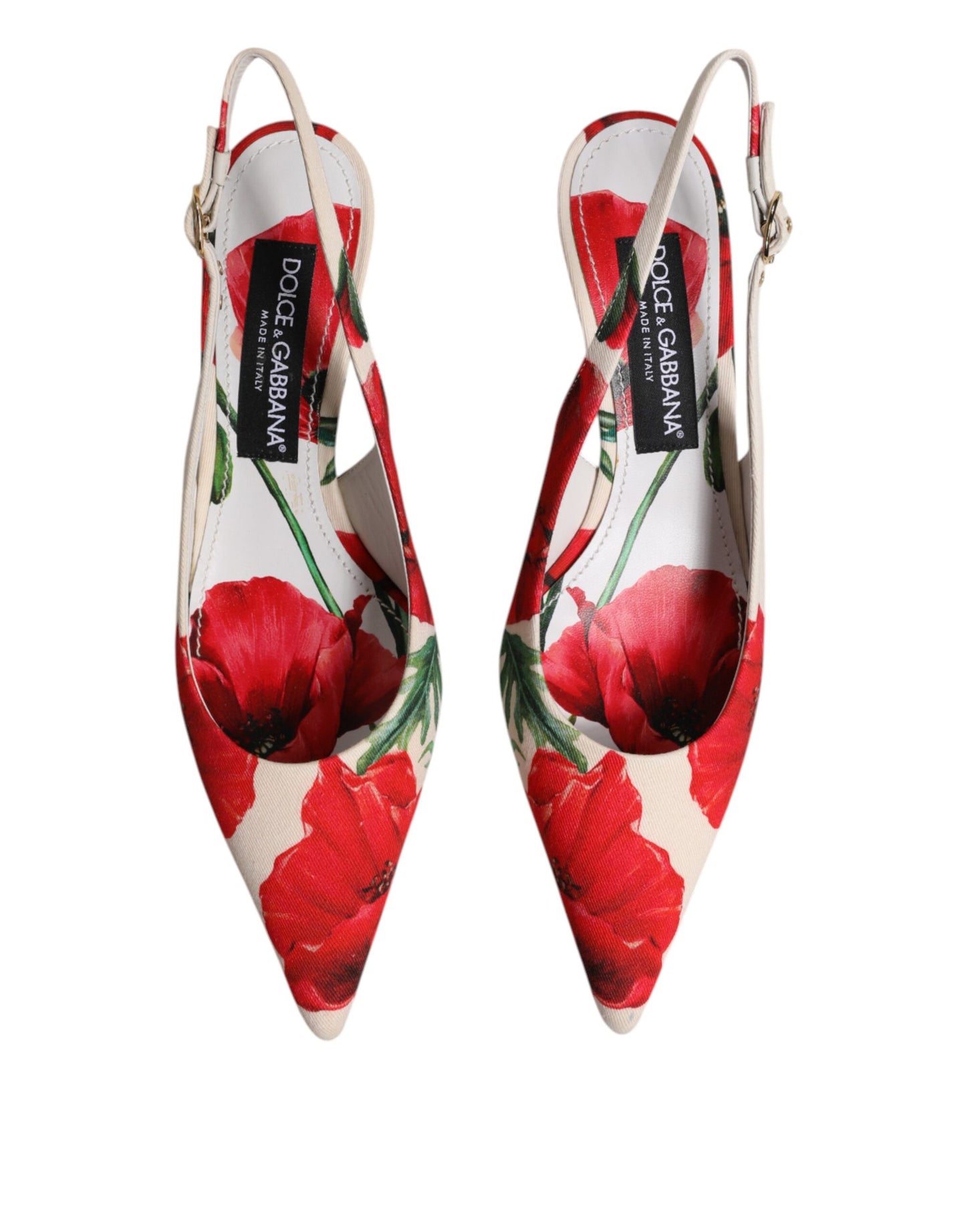 White Floral Heels Slingback Sandals Shoes