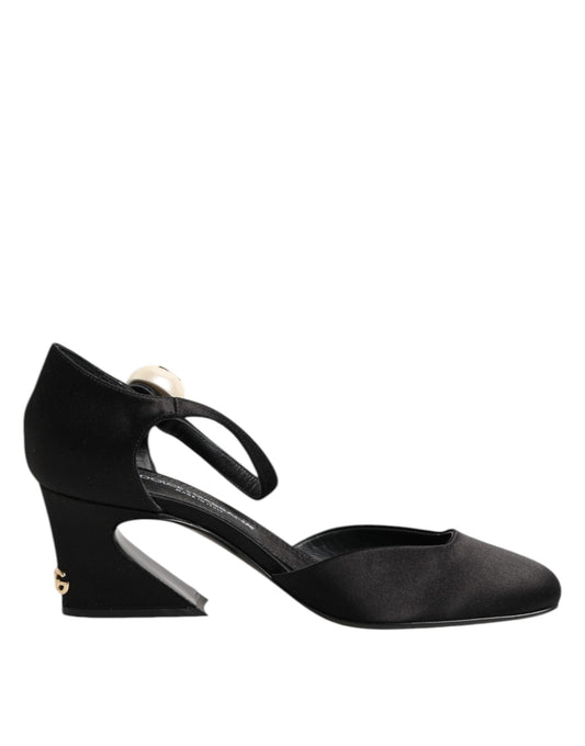 Black Leather Logo Ankle Strap Sandals Shoes