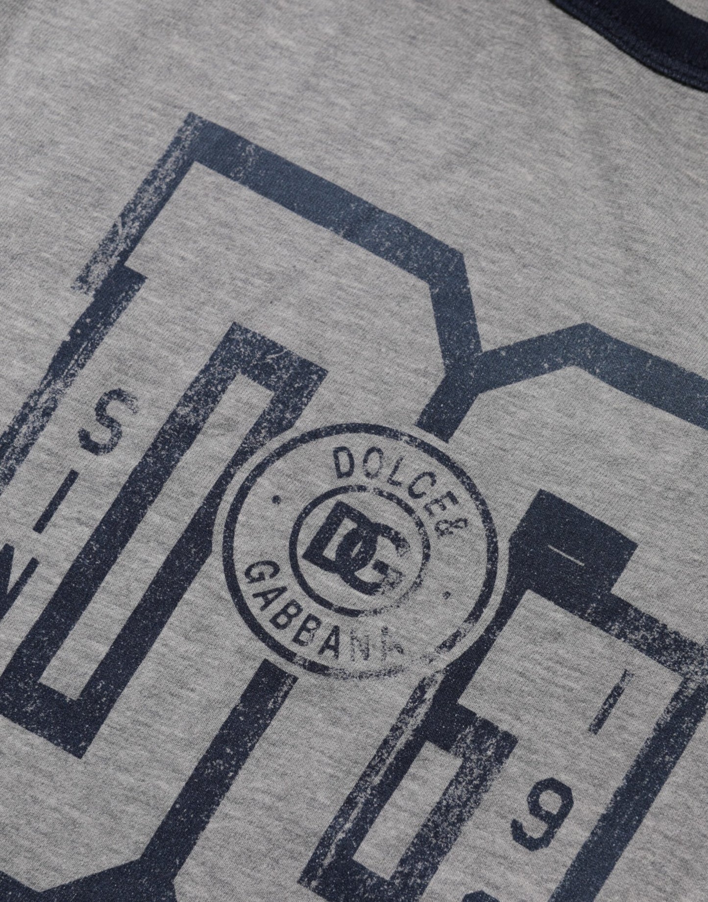 Gray DG Graphic Print Cotton Crewneck T-shirt