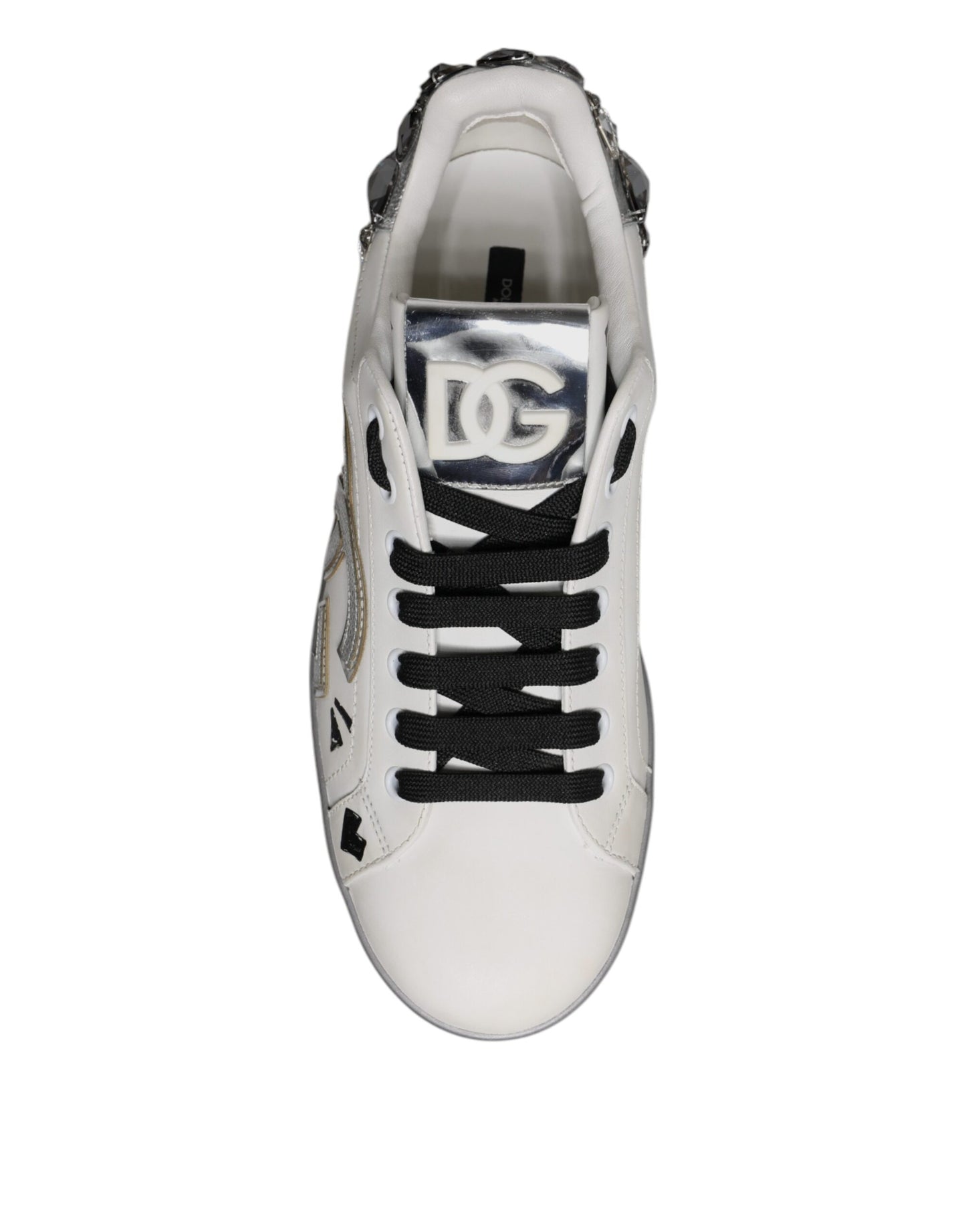 White Crystal Logo Portofino Sneakers Shoes