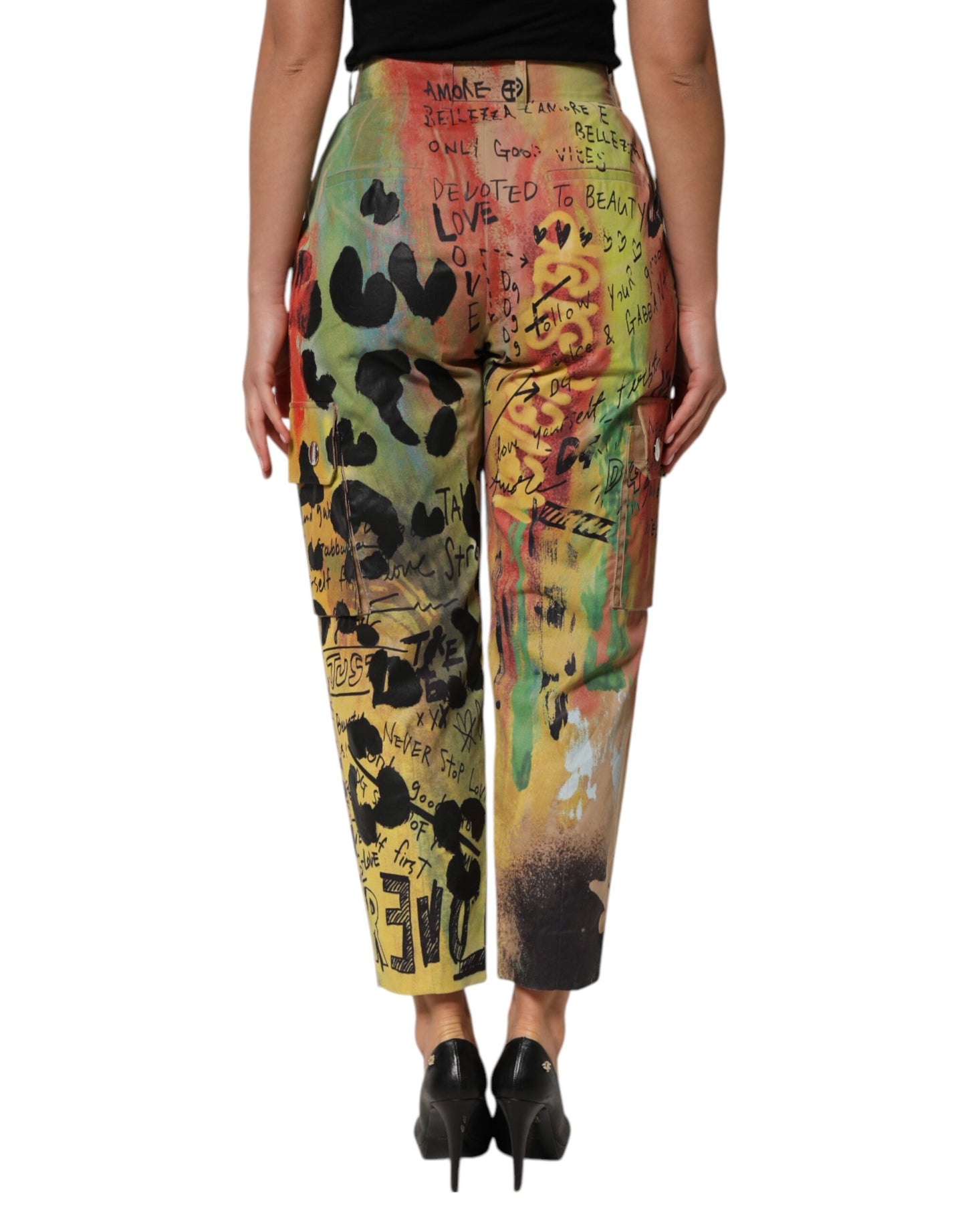 Multicolor High Waist Cargo Trouser Pants