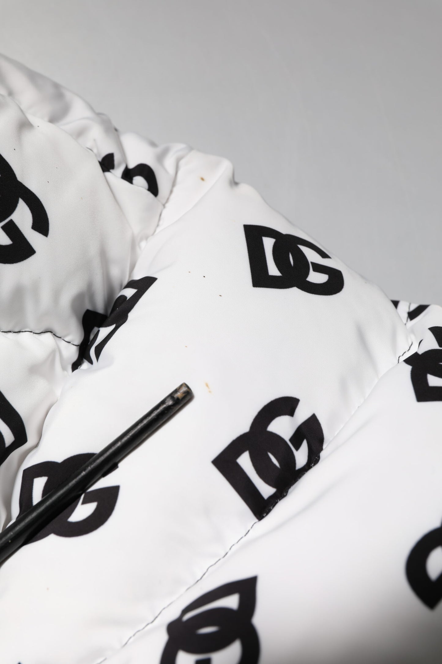 White DG Monogram Full Zip Quilted Jacket
