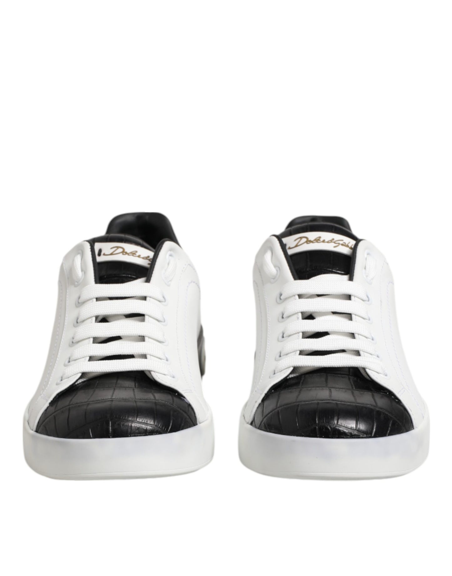 White Black Leather Portofino Sneaker Shoes