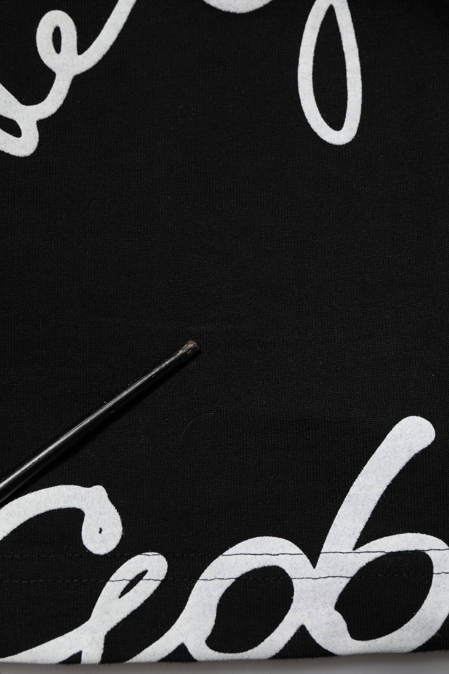 Black Logo Print Cotton Crew Neck  T-shirt