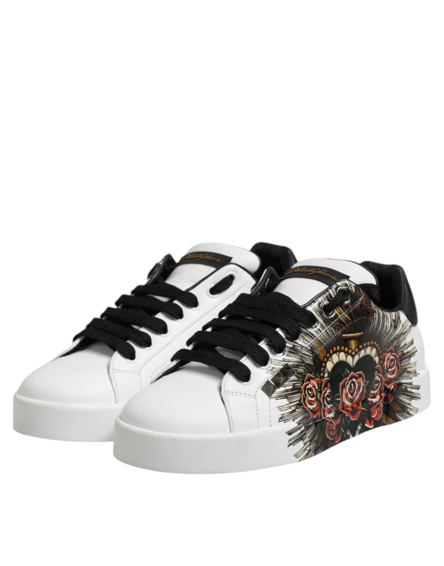 White Leather Portofino Lace Up Sneakers Shoes