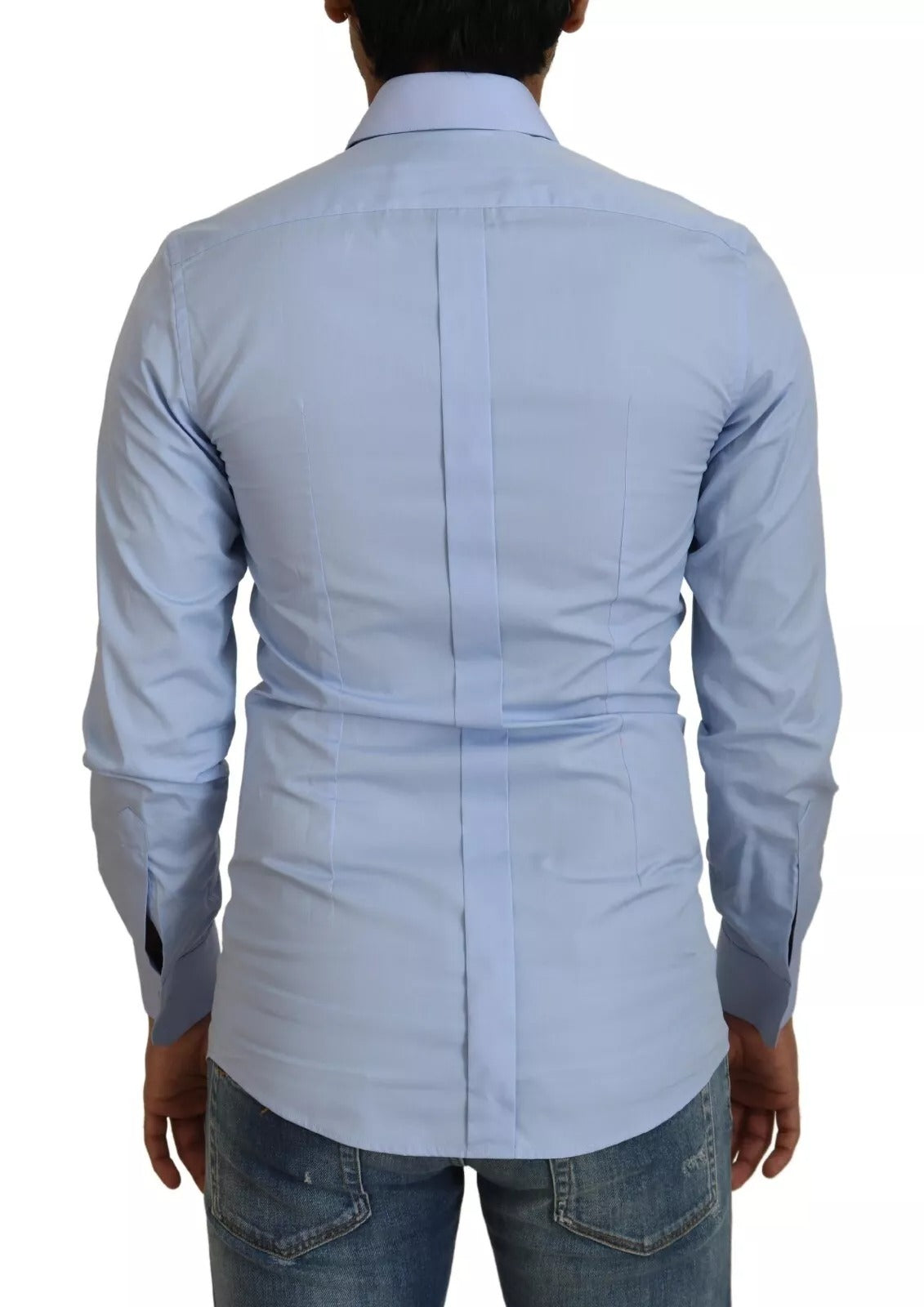 Light Blue Cotton Slim Fit Dress Shirt