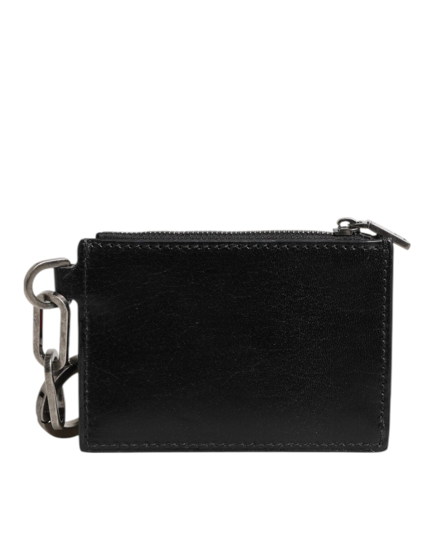 Black Leather Zip Logo Keyring Coin Purse Keyring Wallet