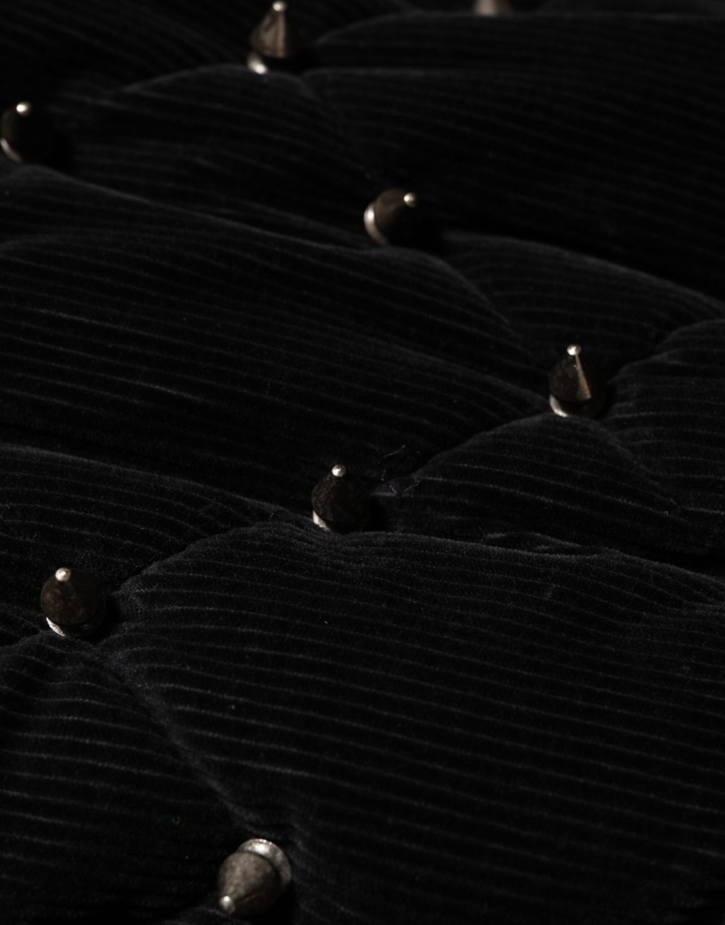 Black Cotton Quilted Studded Sleeve Hoodie Jacket