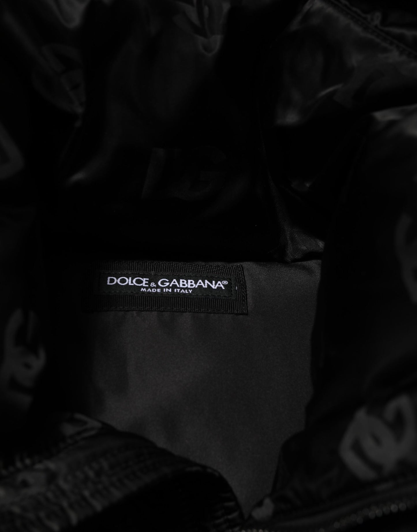 Black Monogram Logo Puffer Nylon Hooded Jacket