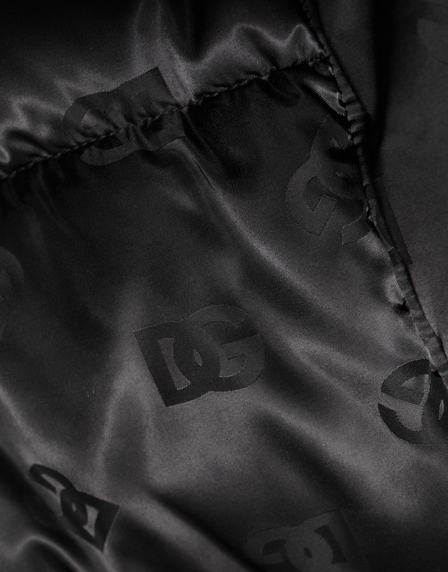 Black Monogram Logo Puffer Nylon Hooded Jacket