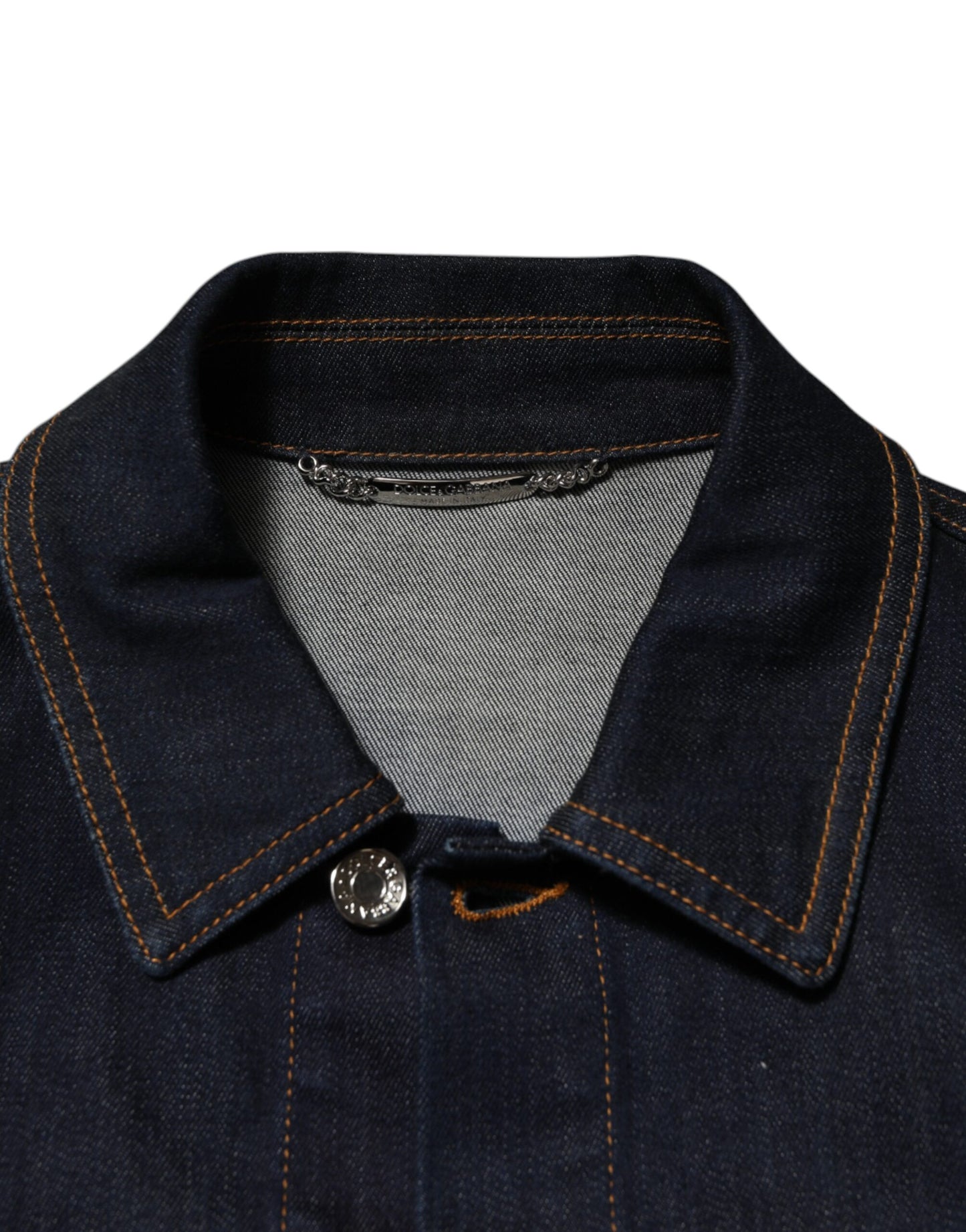 Indigo Blue Denim Slim Fit Logo Patch Jacket