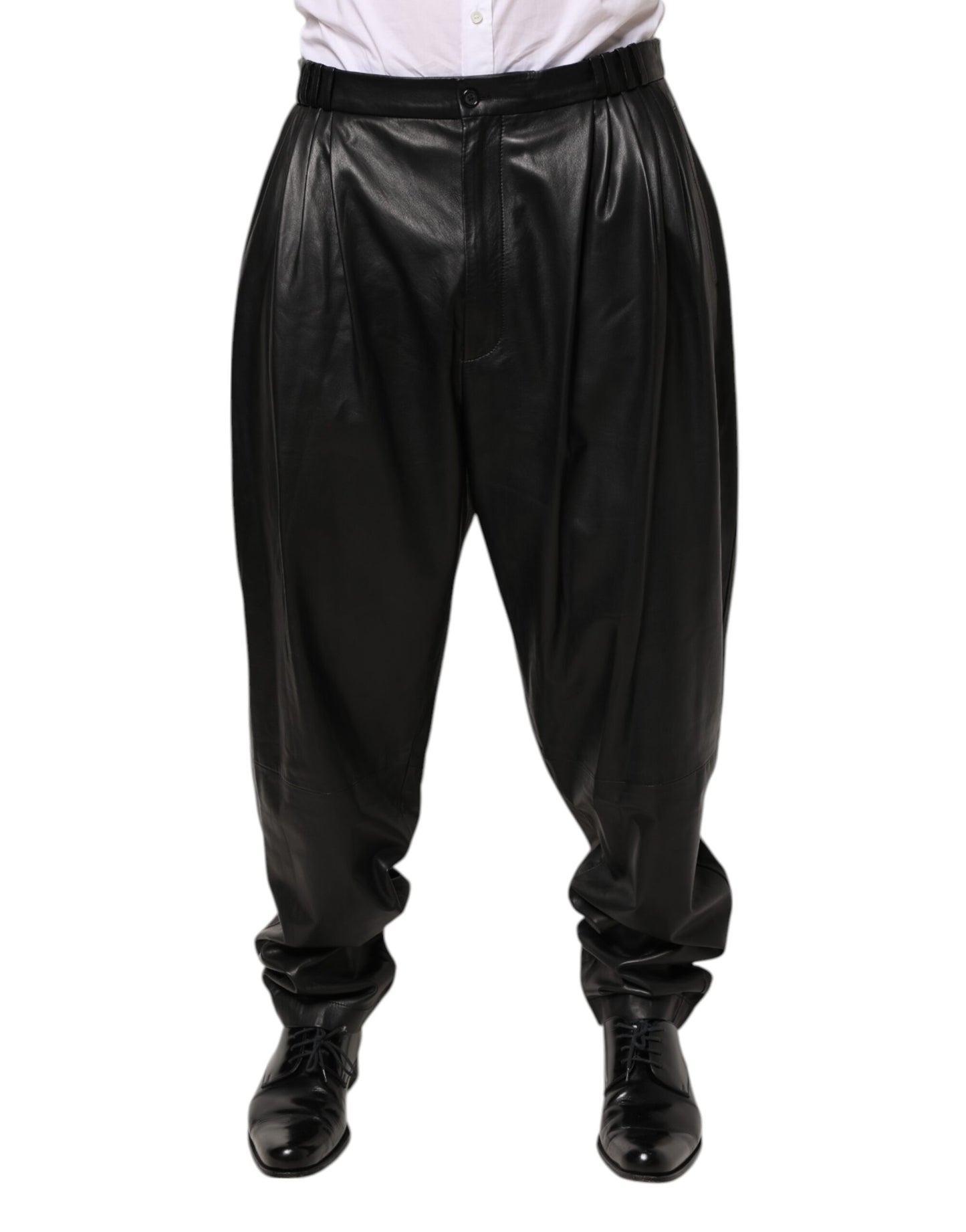 Black Lamb Leather Trousers Men Pants