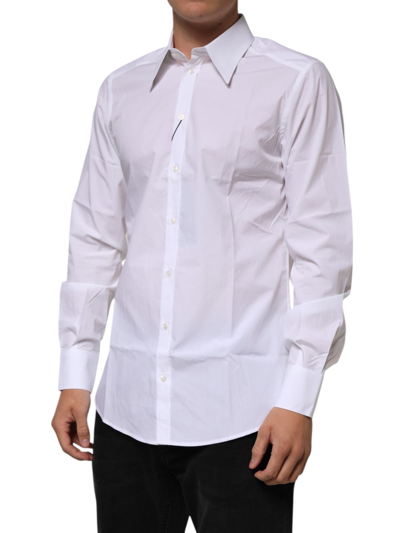 White Cotton Slim Fit Dress Formal Men Shirt
