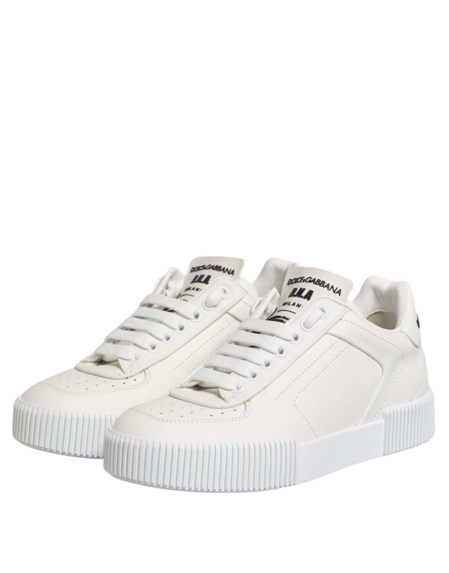 White Miami Leather Low Top Sneakers Shoes