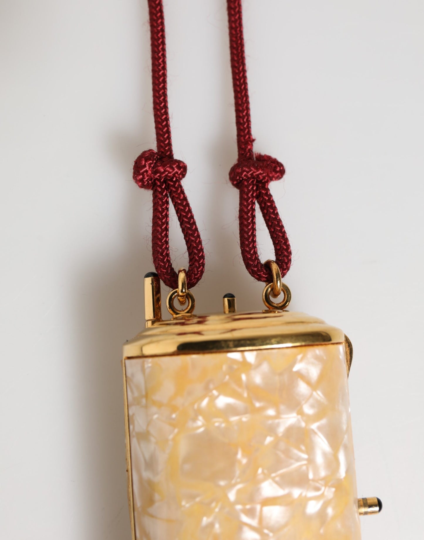 White Resin Gold Metal Crossbody Mini Purse Pendant Bag