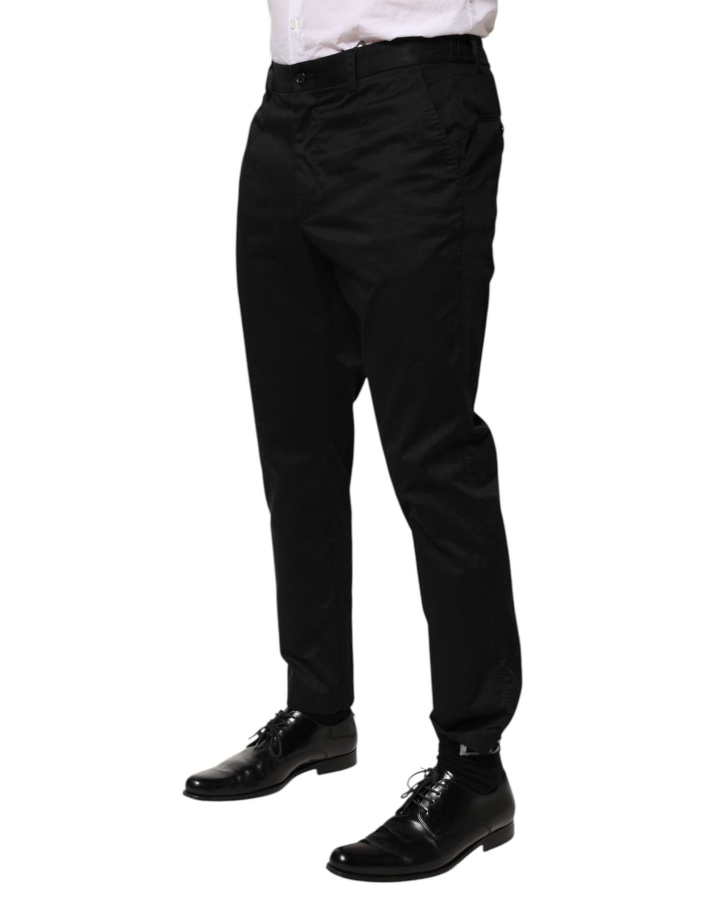 Black Cotton Tapered Men Formal Trousers Pants