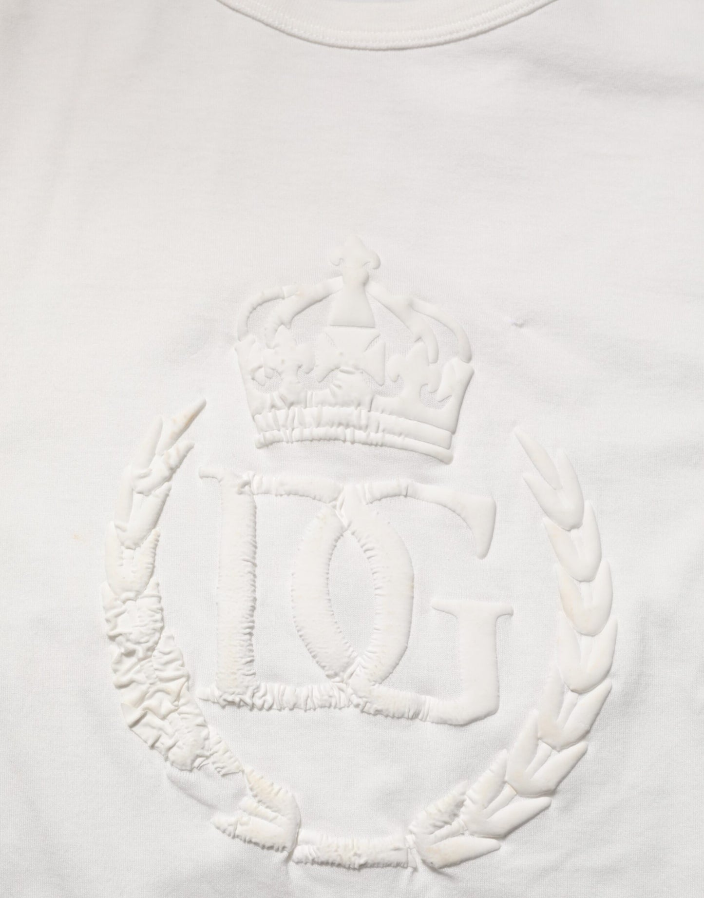 White Cotton DG Crown Embossed Men T-shirt