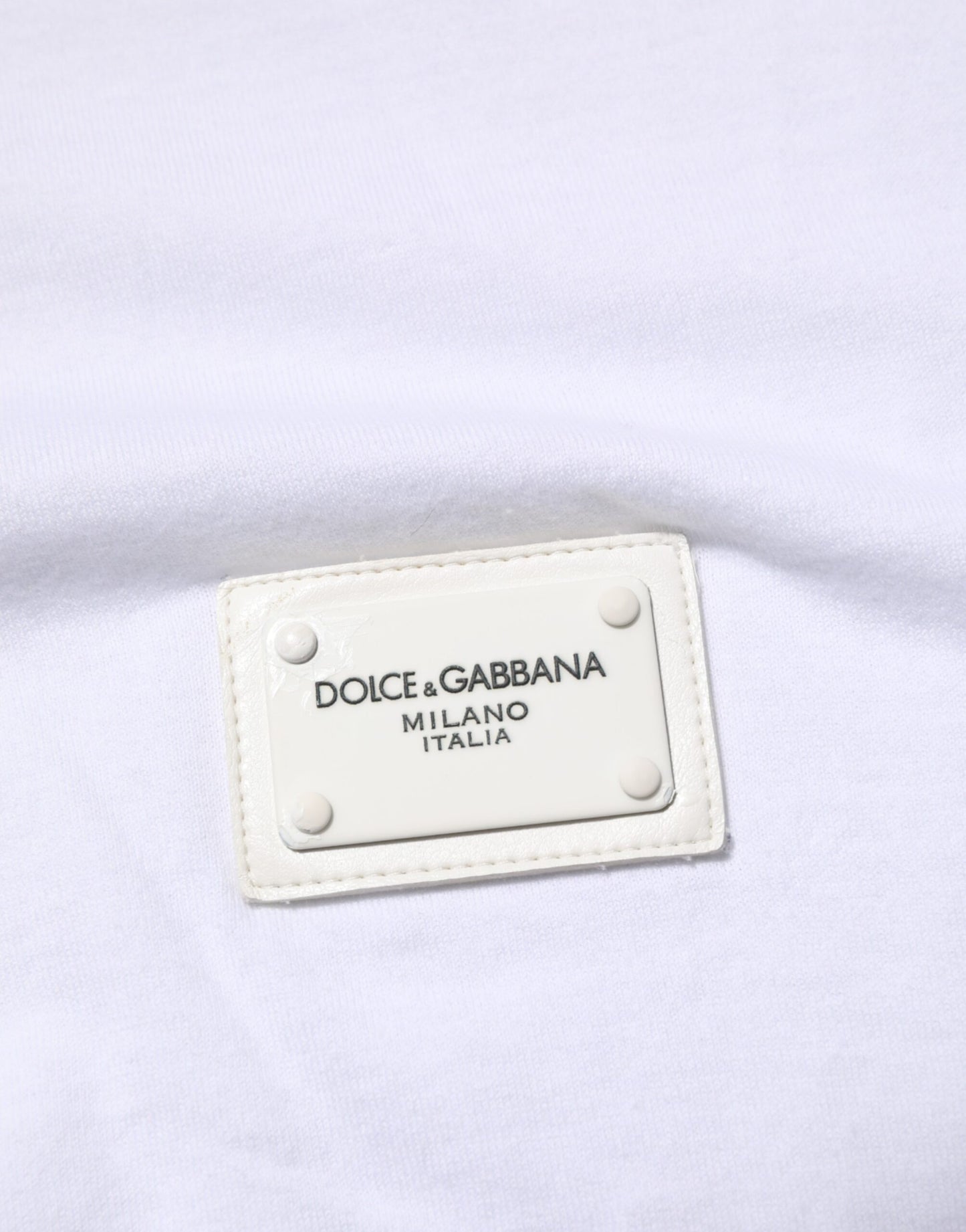 White Logo Plaque Cotton Crew Neck T-shirt