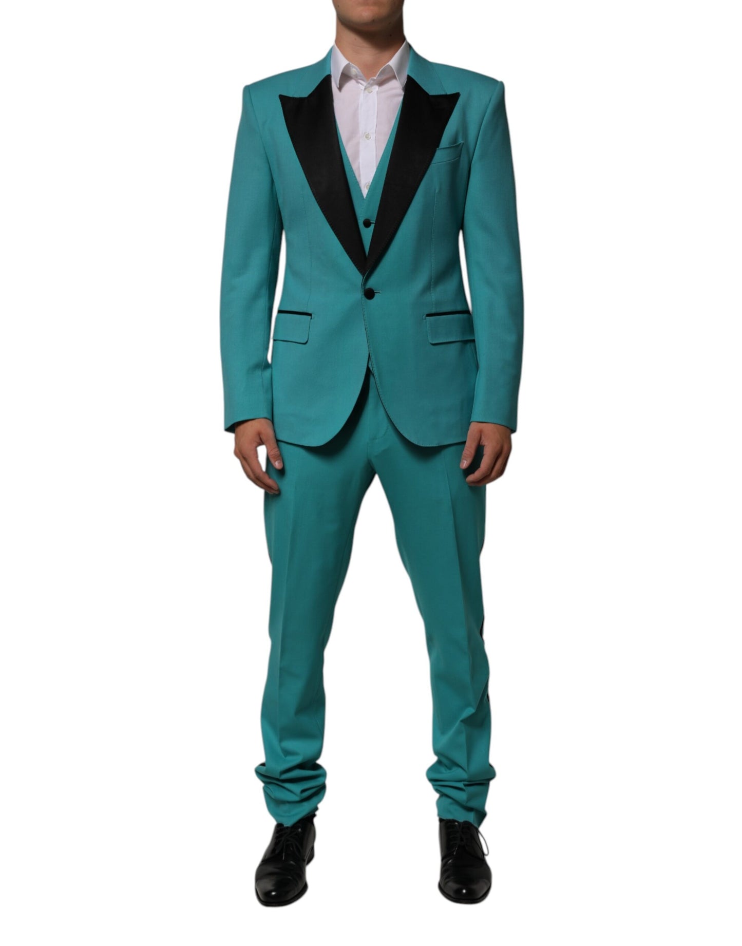 Cyan 3 Piece Wool Silk Blend Suit SICILIA