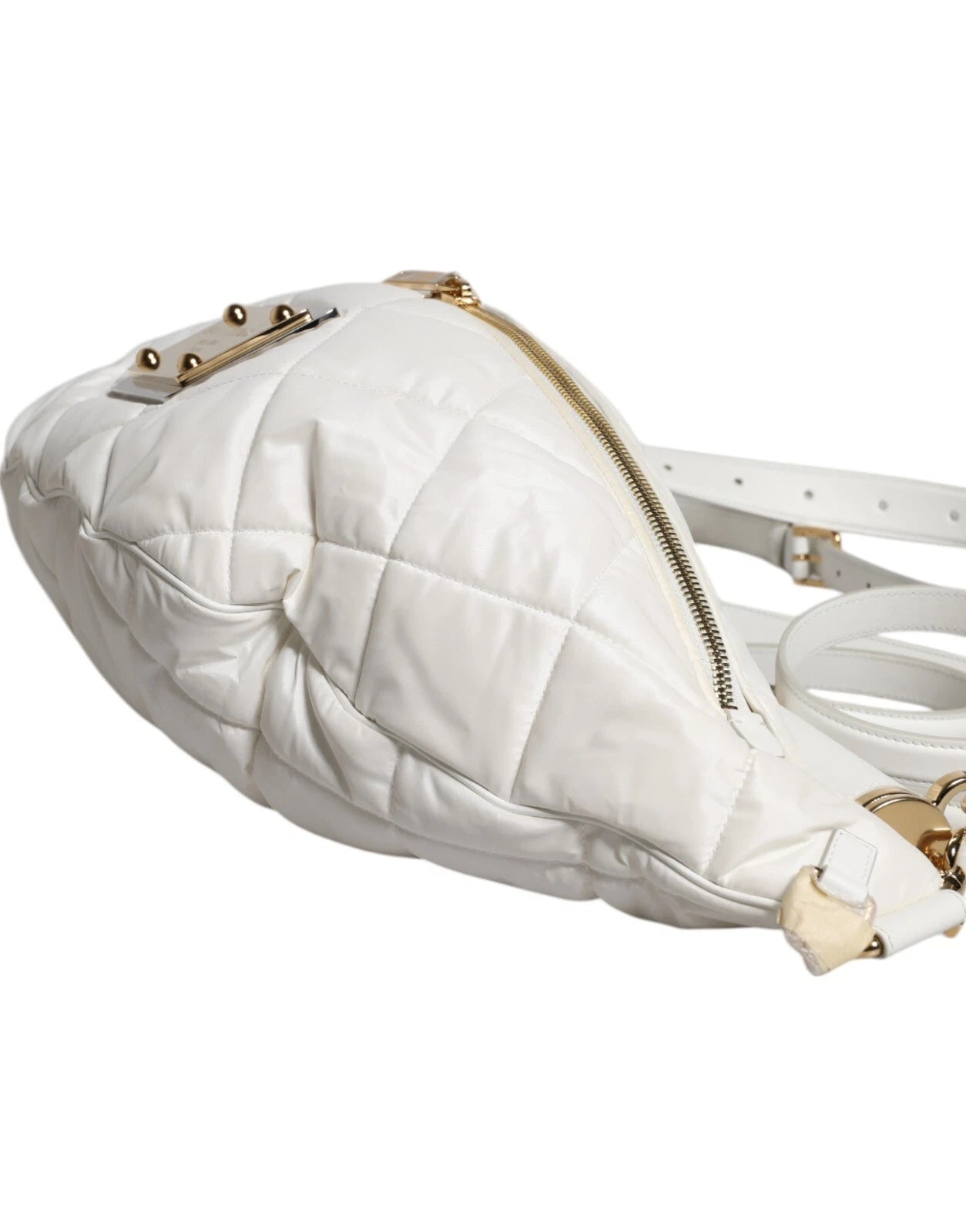 White Quilted Logo 90's Sicily Belt Waist Fanny Pack Bag