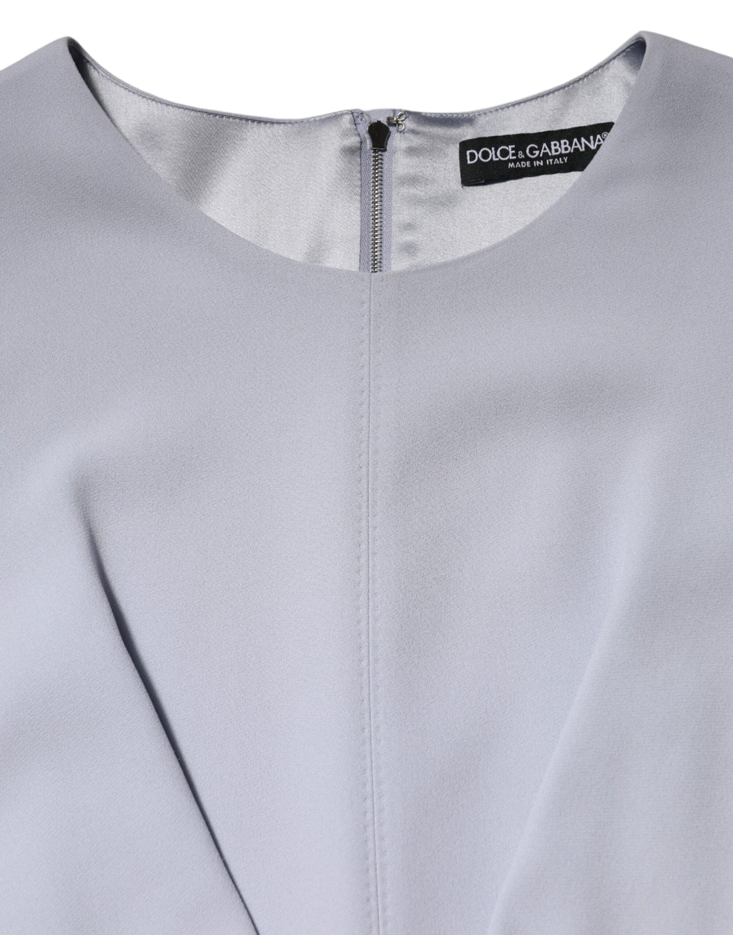 Light Blue Viscose Blend Floral Applique Dress