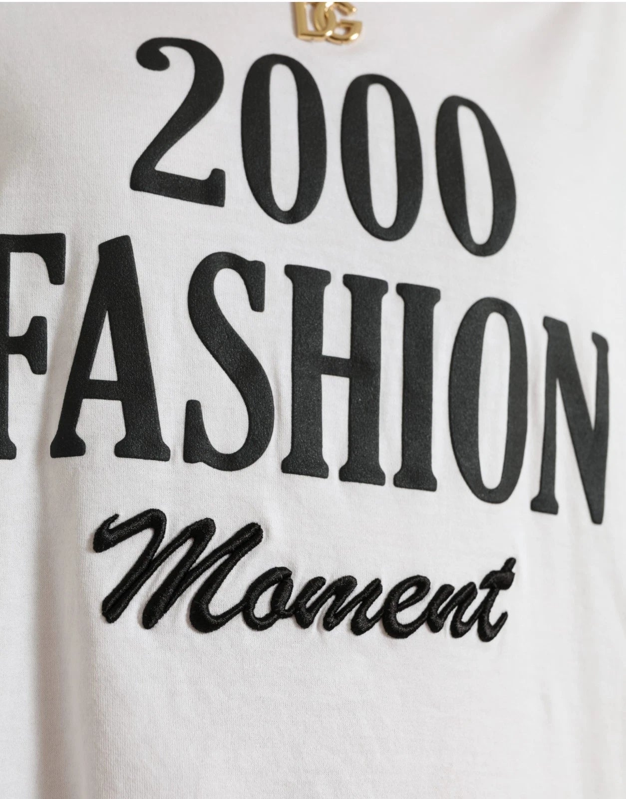 White Cotton 2000 Fashion Print Logo T-shirt