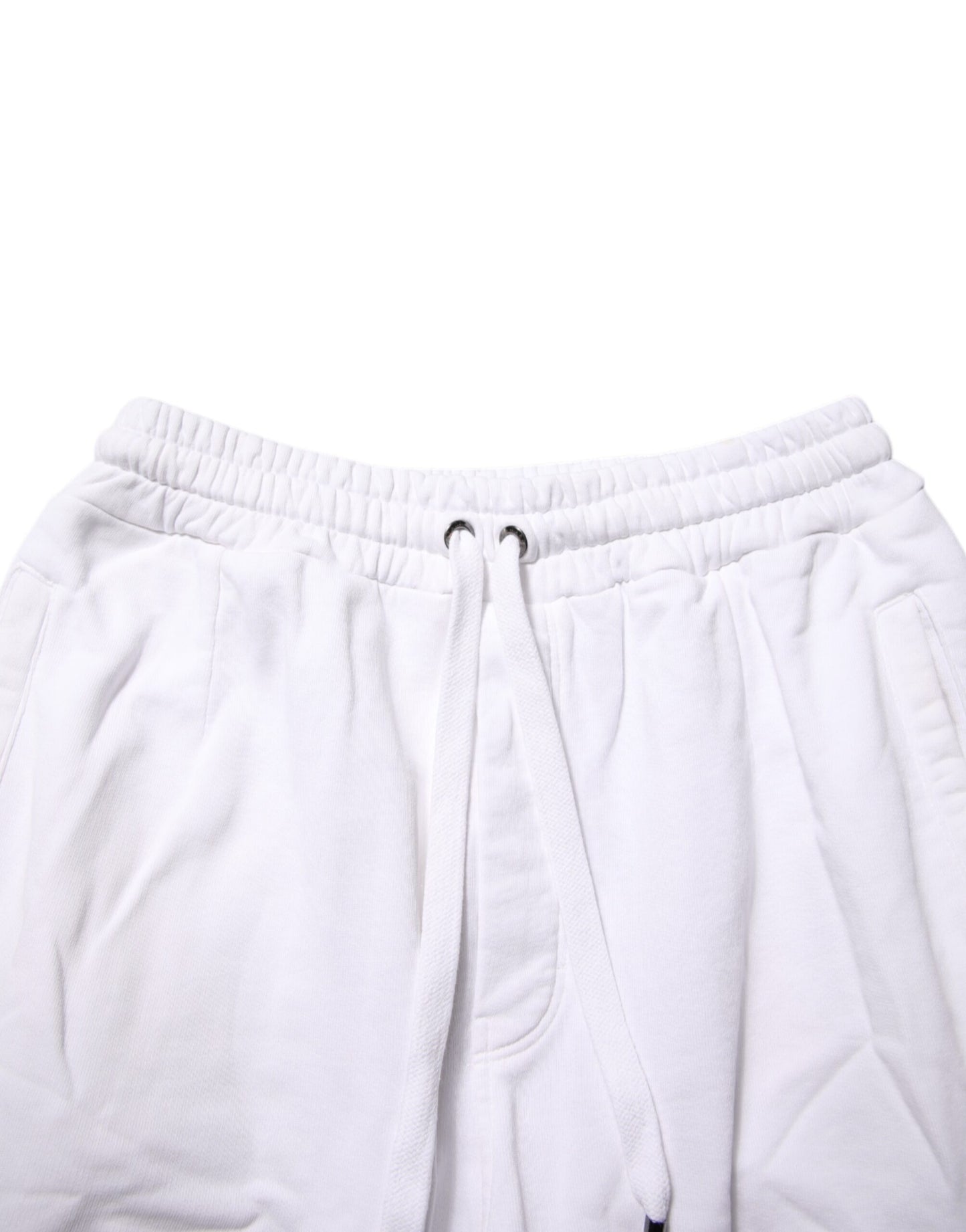 White Cotton Cargo Trousers Logo Patch Pants